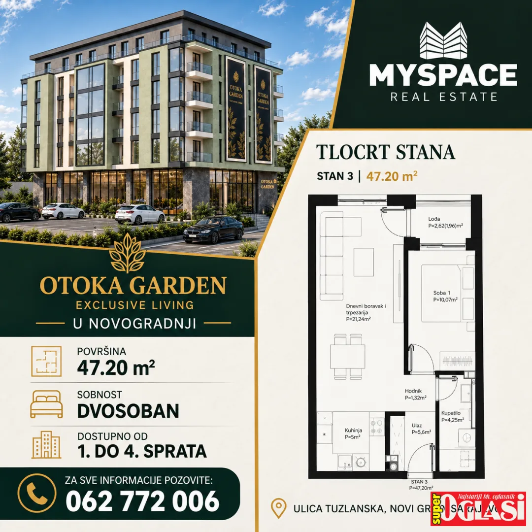 Dvosoban stan u stambeno-poslovnom objektu "Otoka Garden", 47m2